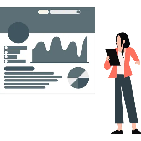 Woman showing business report  Illustration