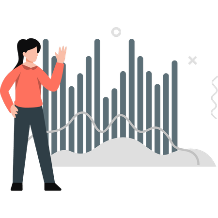 Woman showing business rising graph  Illustration