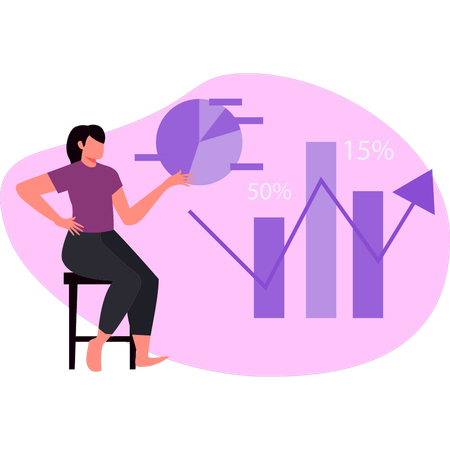 Woman showing business rising graph  Illustration