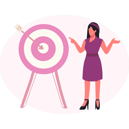 Woman showing business target goal  Illustration