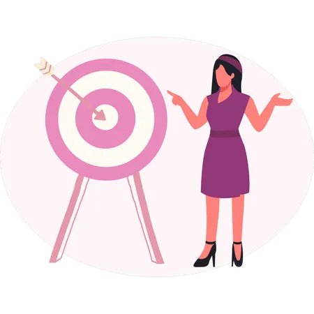 Woman showing business target goal  Illustration