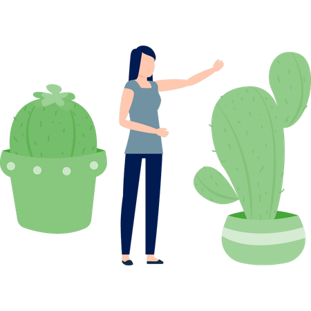 Woman showing cactus fruit  Illustration