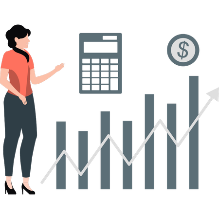 Woman showing calculating dollar  Illustration