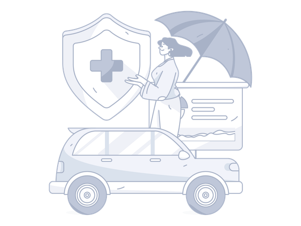 Woman showing car insurance  Illustration