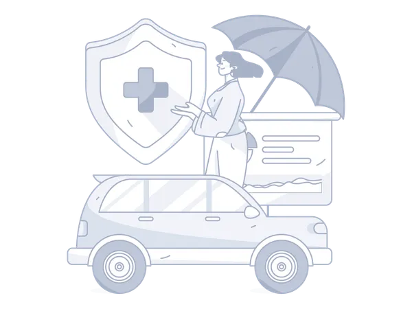 Woman showing car insurance  Illustration