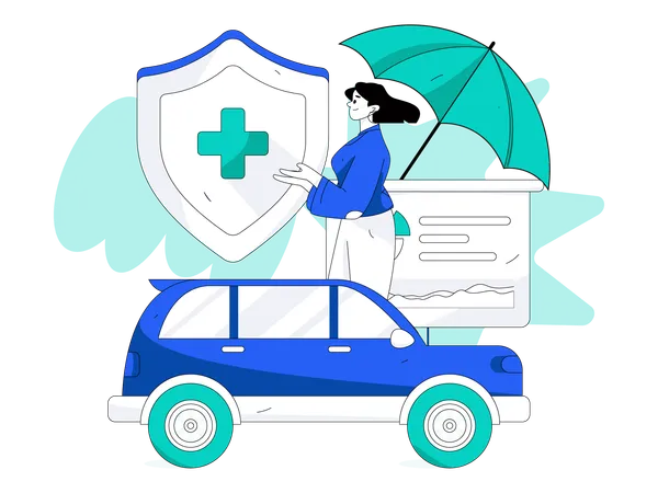 Woman showing car insurance  Illustration