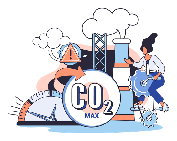 Woman showing carbon level using gauge  Illustration