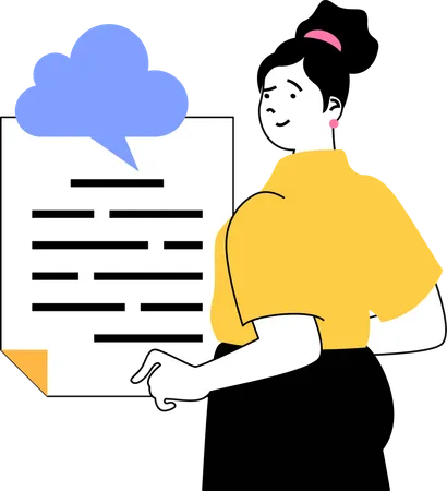 Woman showing cloud document  Illustration