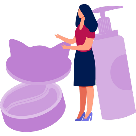 Woman showing compact powder  Illustration
