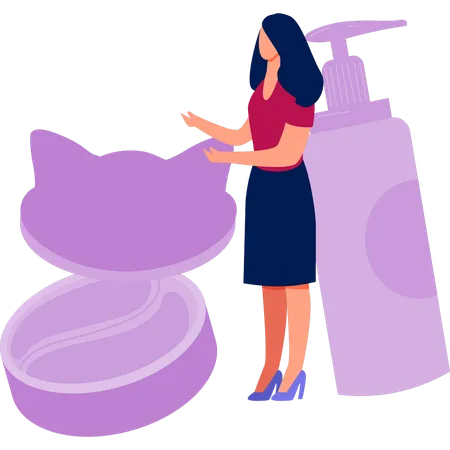Woman showing compact powder  Illustration