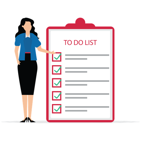 Woman showing Complete to do list  Illustration