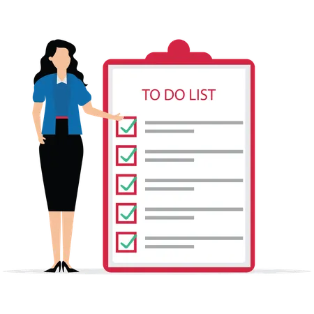 Woman showing Complete to do list  Illustration