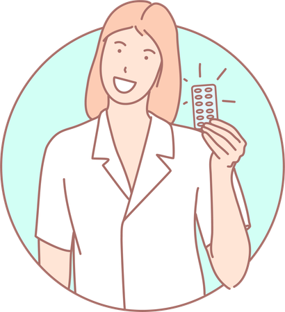 Woman Showing Contraceptive Pill  Illustration