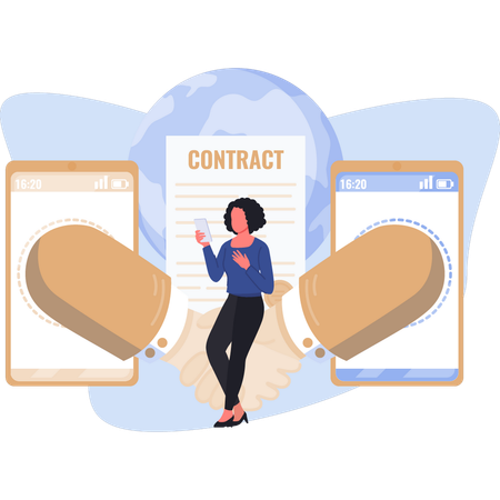 Woman showing contract dealing  Illustration