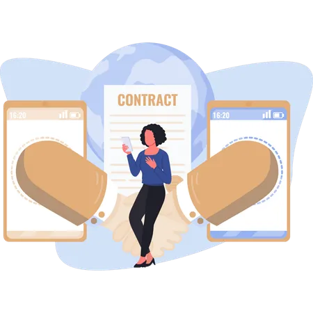 Woman showing contract dealing  Illustration