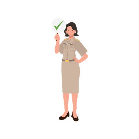 Woman showing correct sign  Illustration