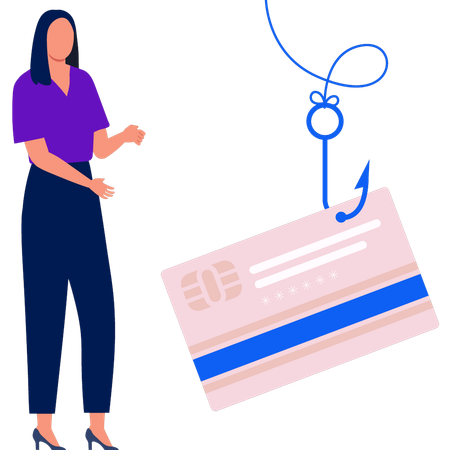 Woman showing credit card  イラスト