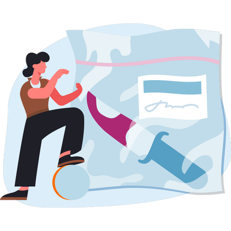 Woman showing criminal record  Illustration