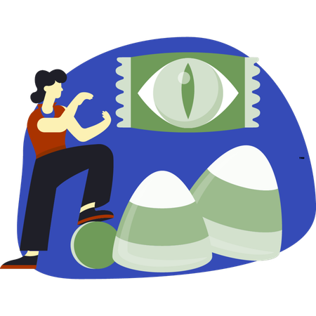 Woman showing crystal ball candy  Illustration