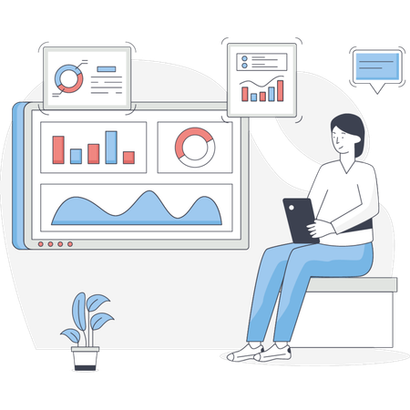 Woman Showing Data Management  Illustration