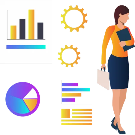 The Girl Is Showing Different Business Statistics Illustration