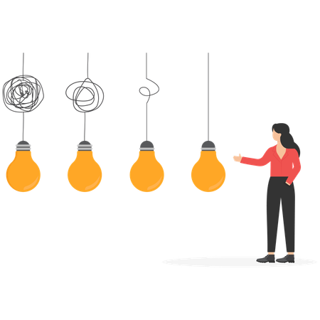 Woman showing difficult situations for clear idea  Illustration