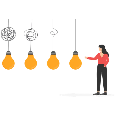Woman showing difficult situations for clear idea  Illustration