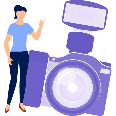 Woman showing  digital camera  Illustration