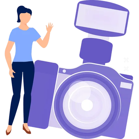 The Girl Is Showing The Digital Camera Illustration