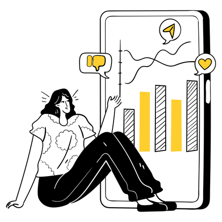 Woman showing Digital Marketing Insights  Illustration