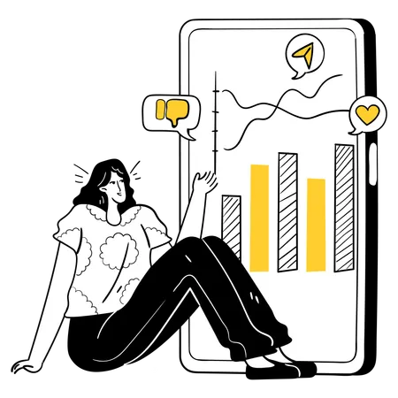 Woman showing Digital Marketing Insights  Illustration