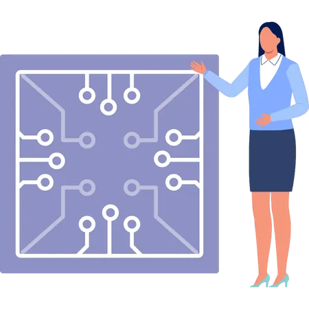 Woman showing digital networking  Illustration