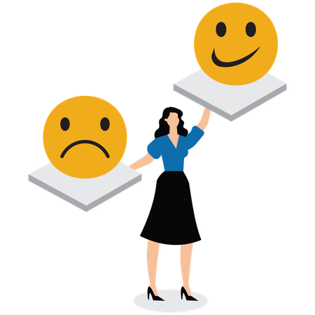 Woman showing Emotion regulation and depression management  Illustration
