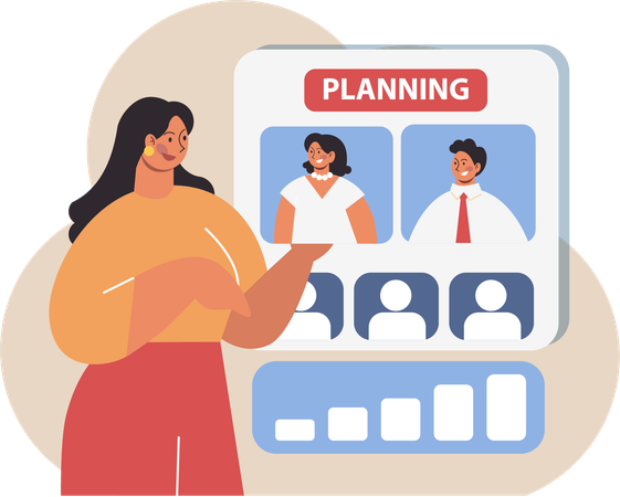 Woman showing Employee performance indicators and reports  Illustration