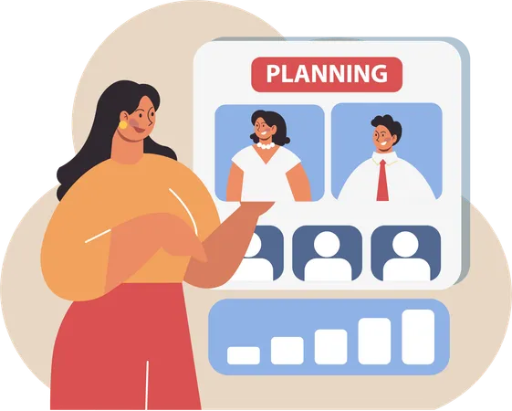 Woman showing Employee performance indicators and reports  Illustration