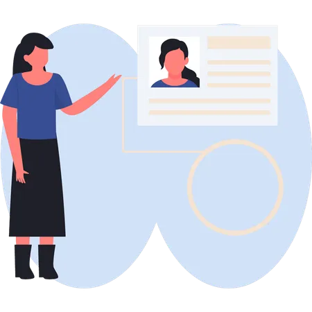 Woman showing employee report  Illustration