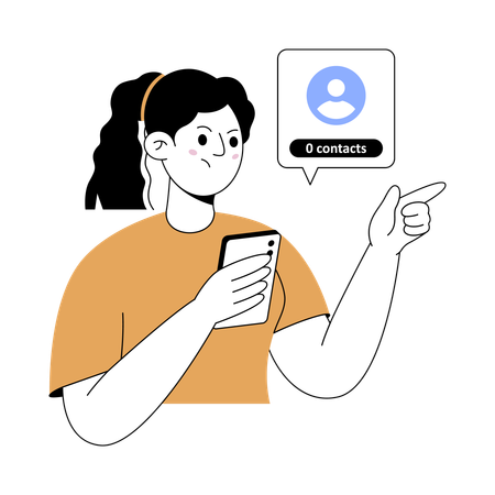 Woman showing empty contact  Illustration