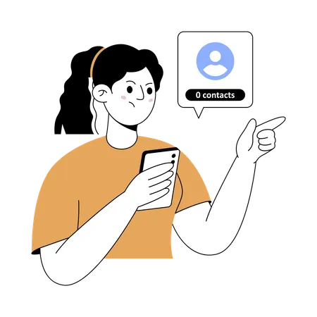 Woman showing empty contact  Illustration