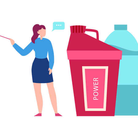 Woman showing energy drink  Illustration