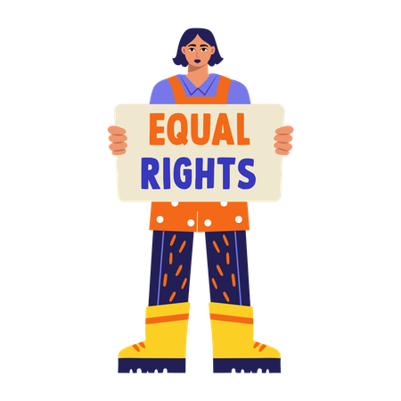 Woman showing equal rights board  Illustration
