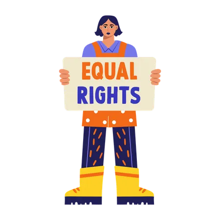 Woman showing equal rights board  Illustration