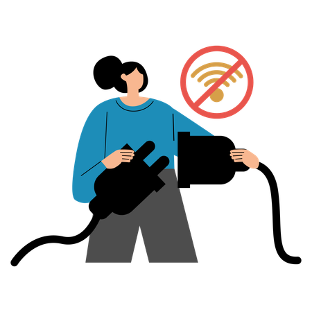 Woman showing error about connection failed  Illustration