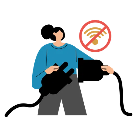 Woman showing error about connection failed  Illustration