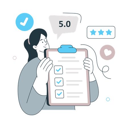 Woman showing Expert Approval report  Illustration