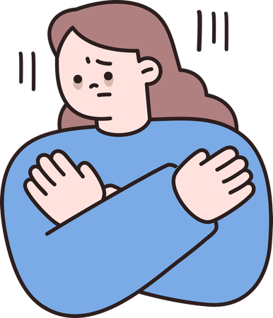 Woman showing fearful emotion  Illustration