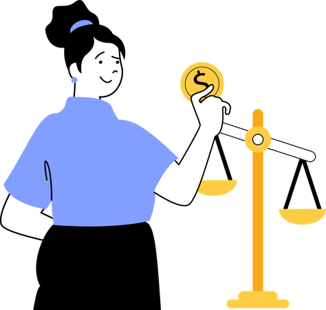 Woman showing financial law  Illustration