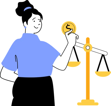 Woman showing financial law  Illustration