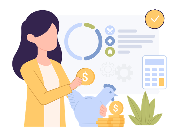 Woman showing financial report Illustration