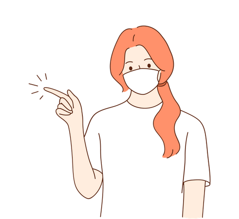 Woman showing finger while wearing mask  Illustration