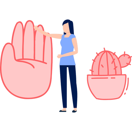 Woman showing fingers on hand  Illustration